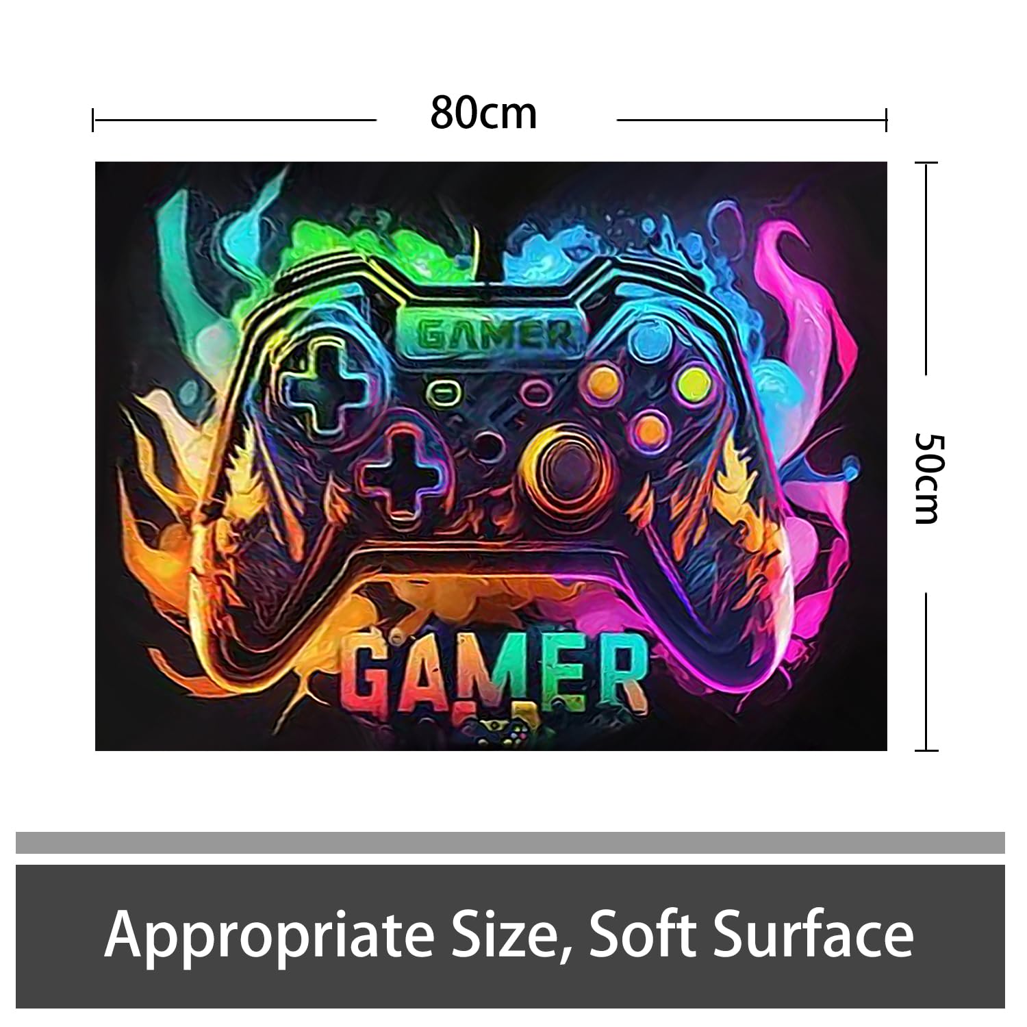 Tappeto Con Controller Di Gioco 50 x 80 cm, Tappeto Antiscivolo Con Decorazioni Graffiti, Per Gamer E Adolescenti, Ideale Per Camera Da Letto, Soggiorno, O Stanza Dei Giochi (E)
