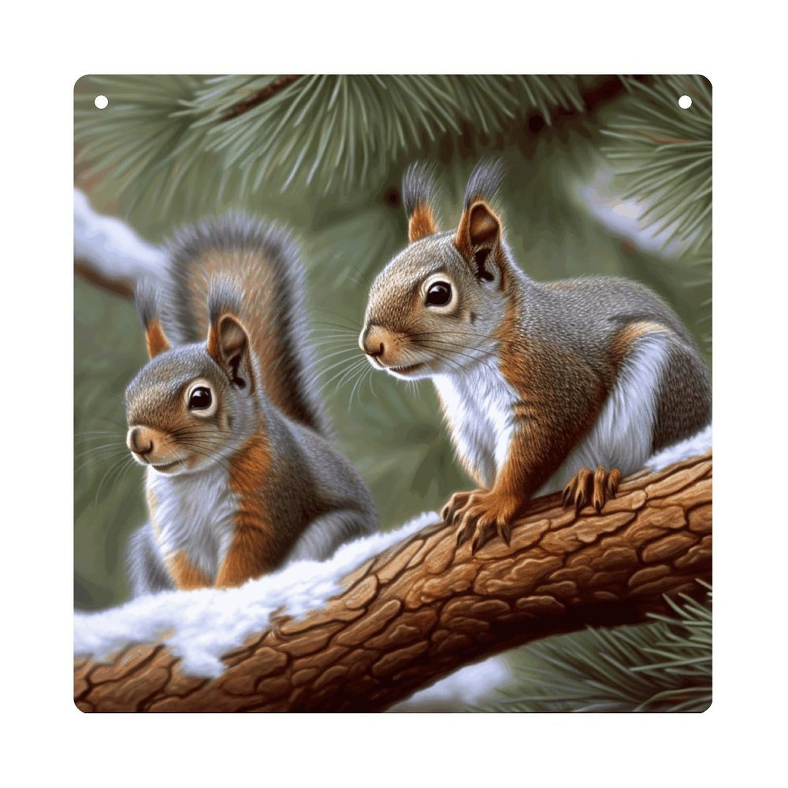 LZQPOEAS Little Squirrel Square Acrylic Wall Hanging, 8-Inch Acrylic Wall Art with Rope, Premium Wall Plaque Ornament Decor for Home, Living Room, Office, Fireplace & Festive Gifts
