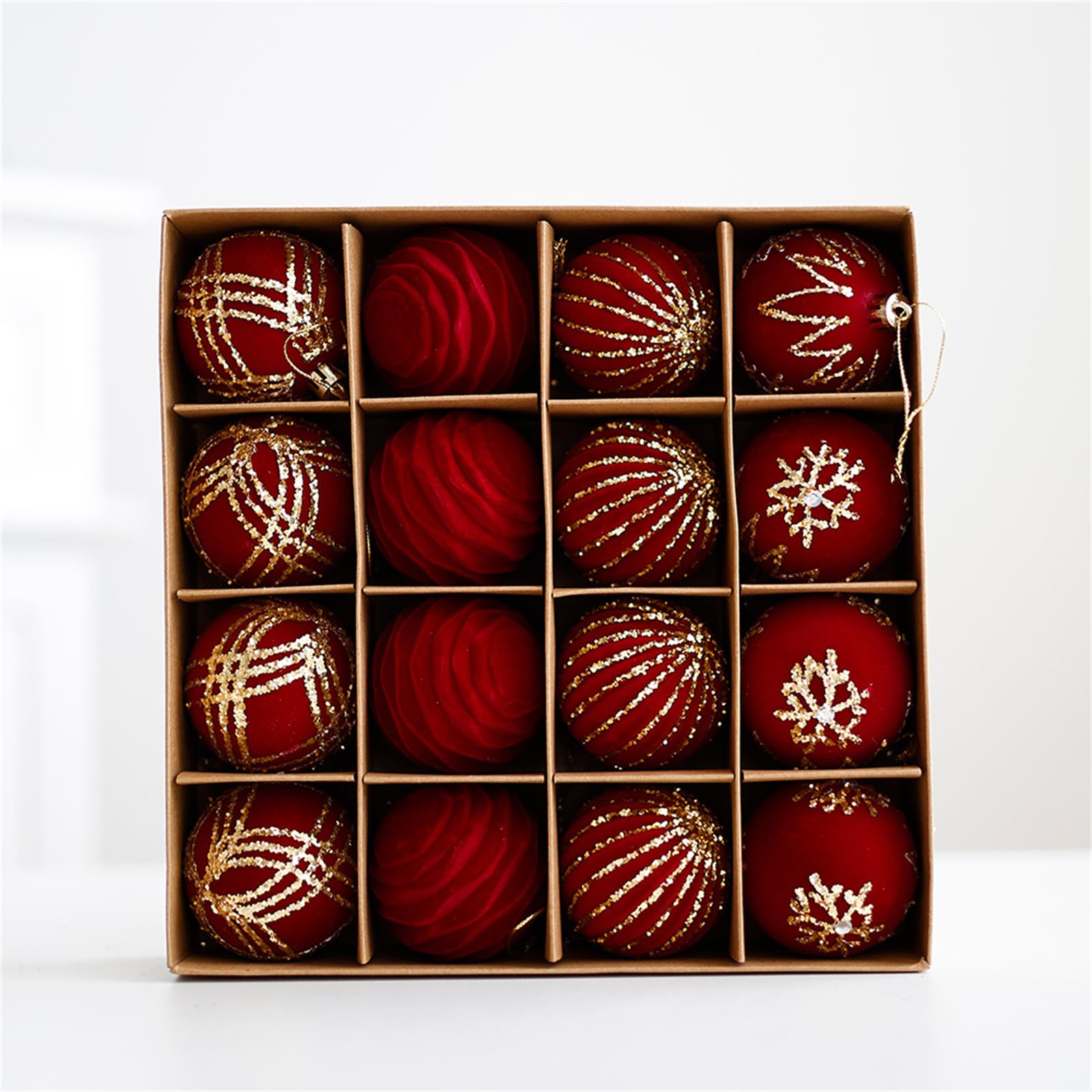 16 bolas coloridas para festividades, adornos irrompibles para árbol de Navidad, colgantes brillantes (blanco)