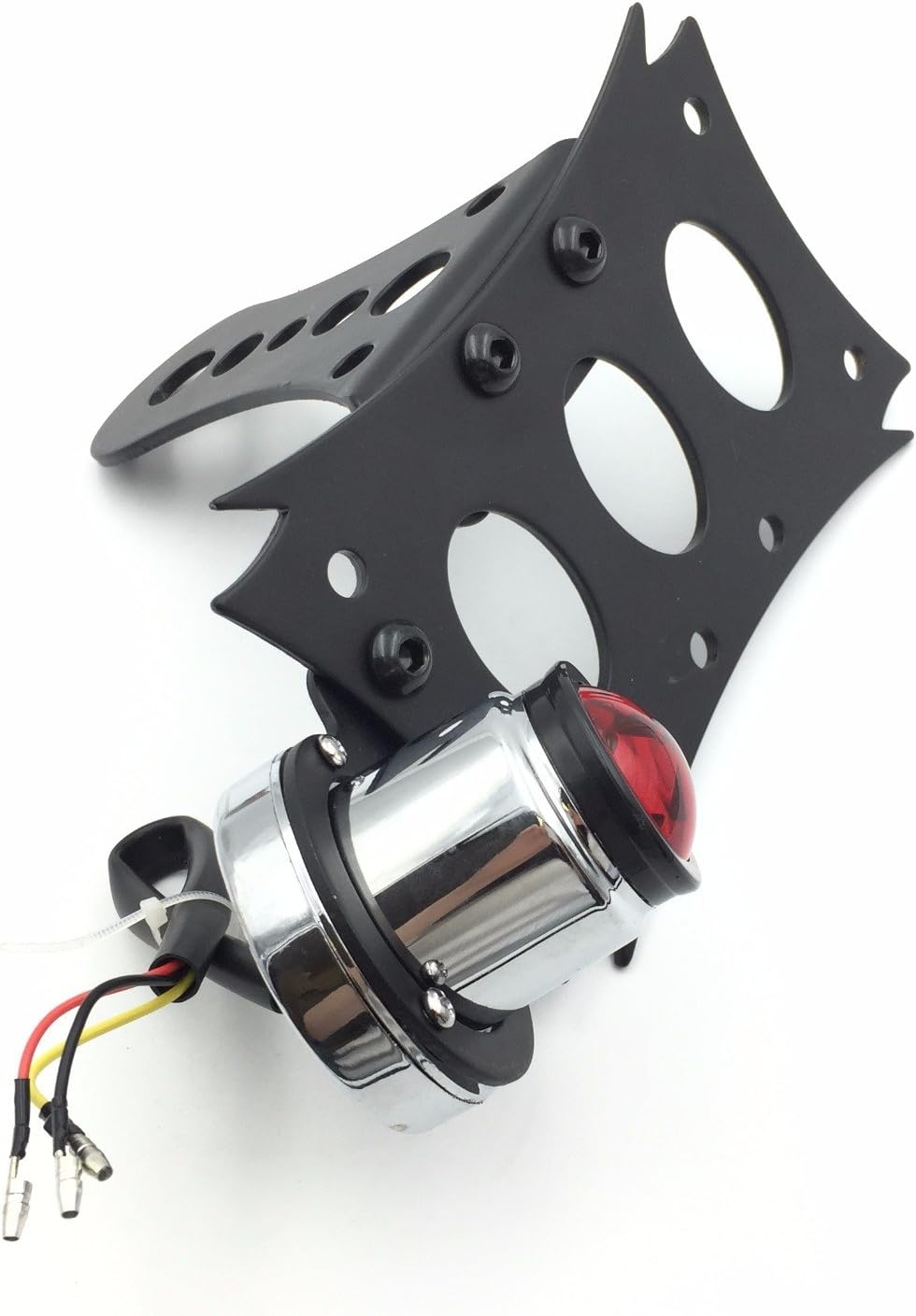 HONGK- Black Horizontal Vertical Zigzag Side Mount License Plate Bracket 7"x 4" CD BK LED Tail Brake Light Integrated Compatible with H-D Touring Bobber Chopper