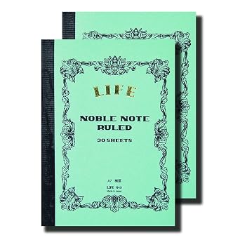 Life Noble Notebook, A7, Horizontal Ruled, N49, Set of 2