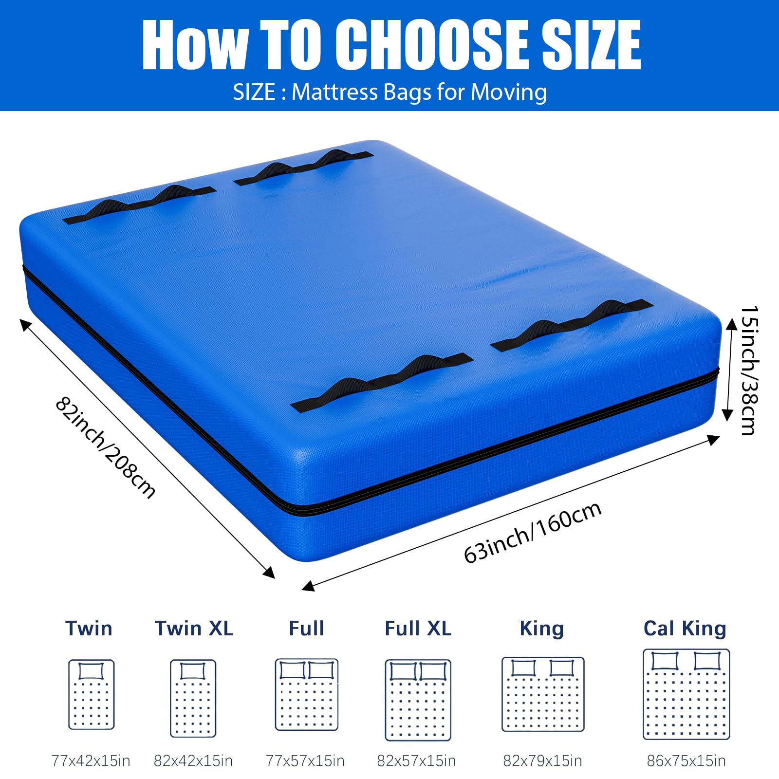 KYEVIS King Size Mattress Bag for Moving and Storage with Zip and 8 Handles - Image 2