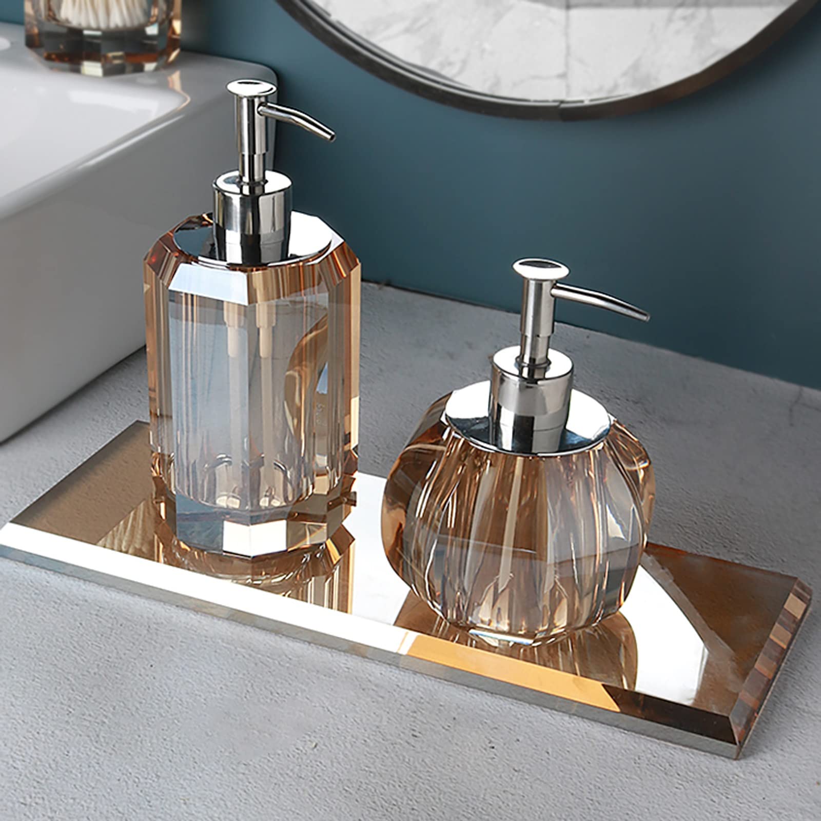 Dispensador de jabón Manual para baño, de Cristal Transparente, para Inodoro o Cocina (tamaño: Gris)