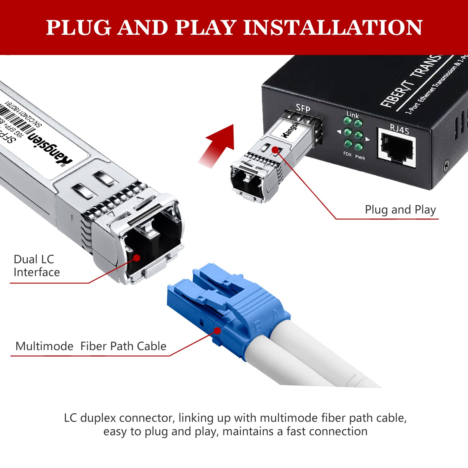 Lot de 4 émetteurs-récepteurs SFP+ 10GBase-SR 850 nm MMF