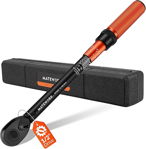 Llave dinamométrica de 1/2 pulgada con clic, 10-180 ft.lb/13.6-244.1 Nm, Llave de torsión de alta precisión ±3% de 72 dientes de doble dirección