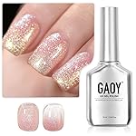 GAOY Shimmer Gel Nail Polish, 16ml Translucent Jelly Glitter Gel Polish, Soak Off UV Light Cure for Nail Art DIY at Home, 1610 Milky Peach