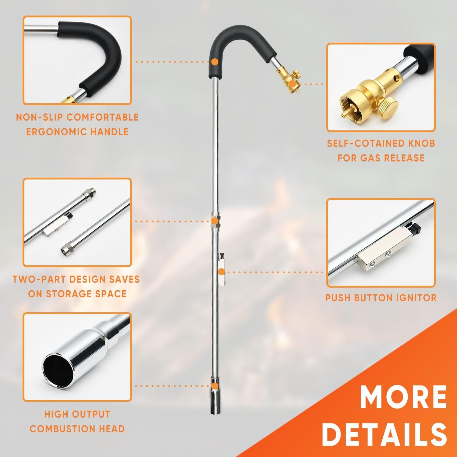 CAMPFIRE Weed Burner Propane Torch With Storage Bag,Weed Torch With Turbo Trigger Push Button Igniter For Garden Snow Melting Charcoal Start