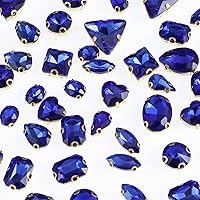 Vista 18 de 50 diamantes de imitación para coser, formas mixtas, diamantes de imitación de cristal para coser en gemas de cristal, parte trasera plana mental