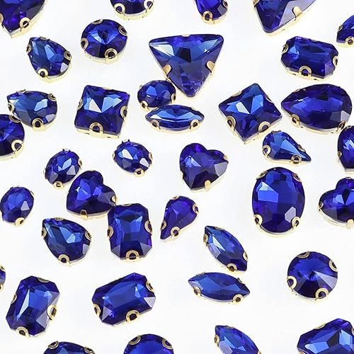 Miniatura 18 de 50 diamantes de imitación para coser, formas mixtas, diamantes de imitación de cristal para coser en gemas de cristal, parte trasera plana mental