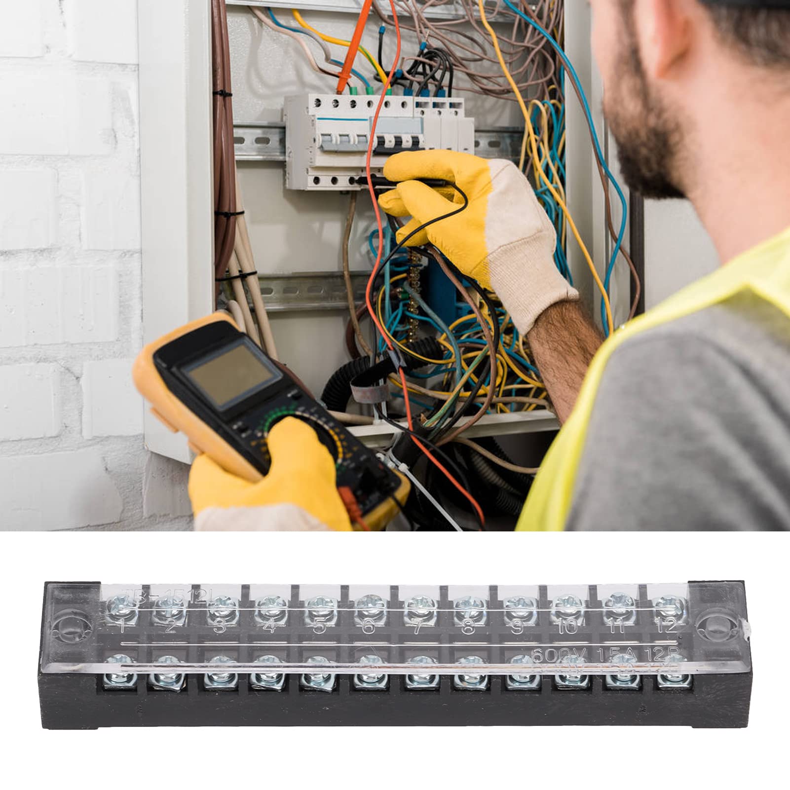 Morsettiera, buona conducibilità elettrica nominale 15A 600V Terminale a vite Installazione facile per scatole di distribuzione per armadi di distribuzione per fabbriche