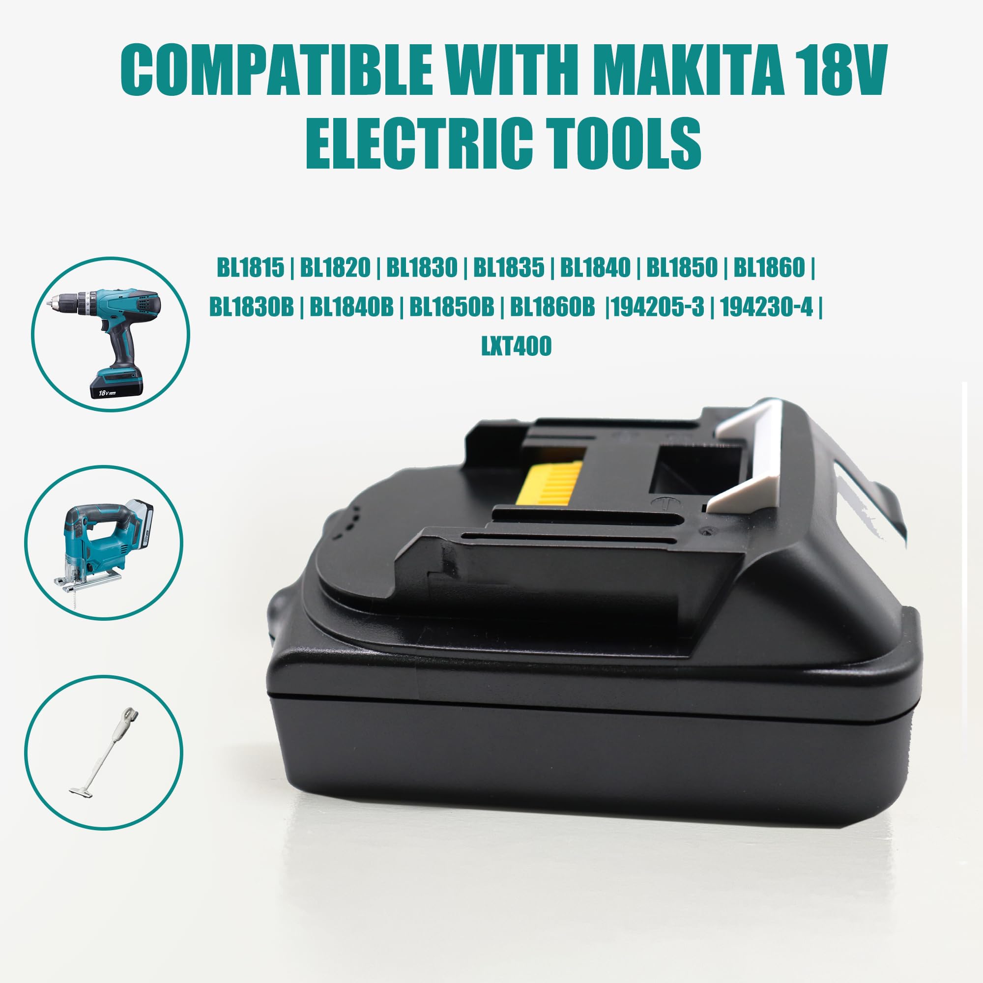 2 Batterie Ricambio Per Makita 18V 5.0Ah BL1850B - Compatibili Con Elettroutensili Makita, Con LED
