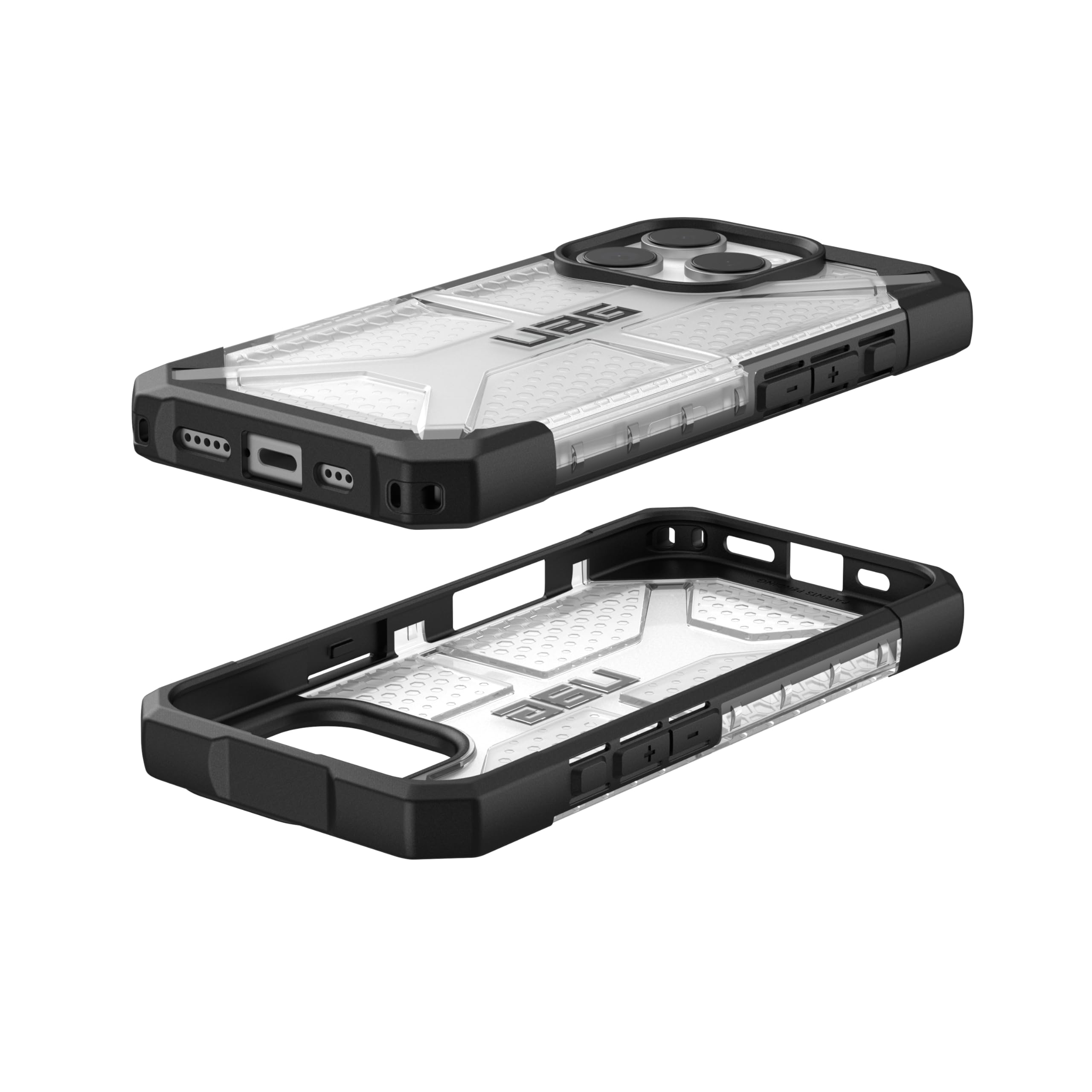 Urban Armor Gear Custodia al plasma compatibile con Apple iPhone 16 Pro (cover Ricarica wireless compatibile, Custodia a prova di caduta, bordo rialzato) ghiaccio (trasparente)