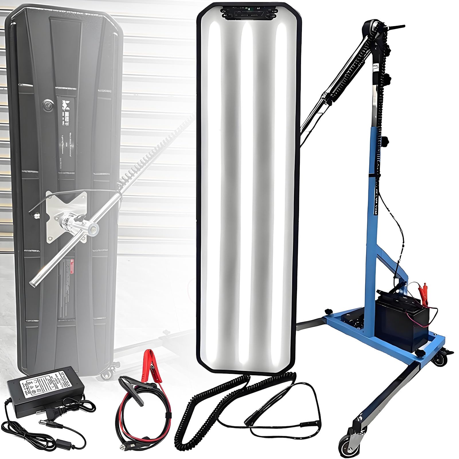Luce PDR Lampada,95cm PDR LED Scheda Riflettore Strumenti per la Riparazione delle Ammaccature Tavola Riflettente per Luce LED con Supporto Regolabile,Altezza Supporto 110-170cm Blue