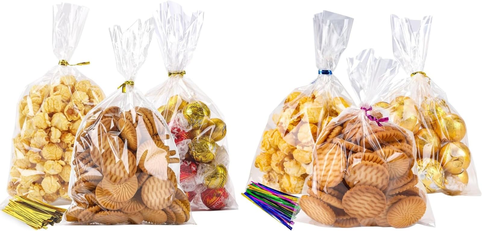 YunKo Cookie Bags For Gift Giving Cellophane Clear Treat Bags For Favors Mini Loaf,Bundt Cake,Hot Cocoa Bomb Packaging With Stickers(100PACK,Black Dot On