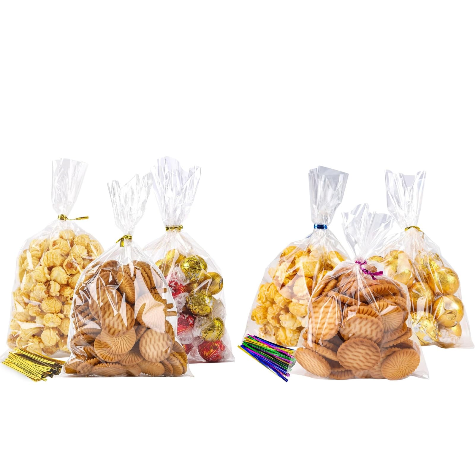 Amazon.com: LOKIQNG Cellophane Treat Bags - Clear Cookie Candy Bags ...