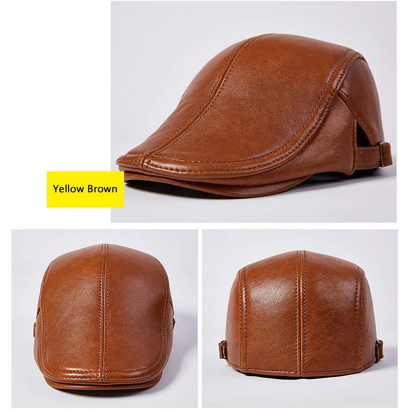 G&F Uomini Pelle Capra Berretto Berretto Regolabile Beanie Berretto con Visiera Autunno Inverno