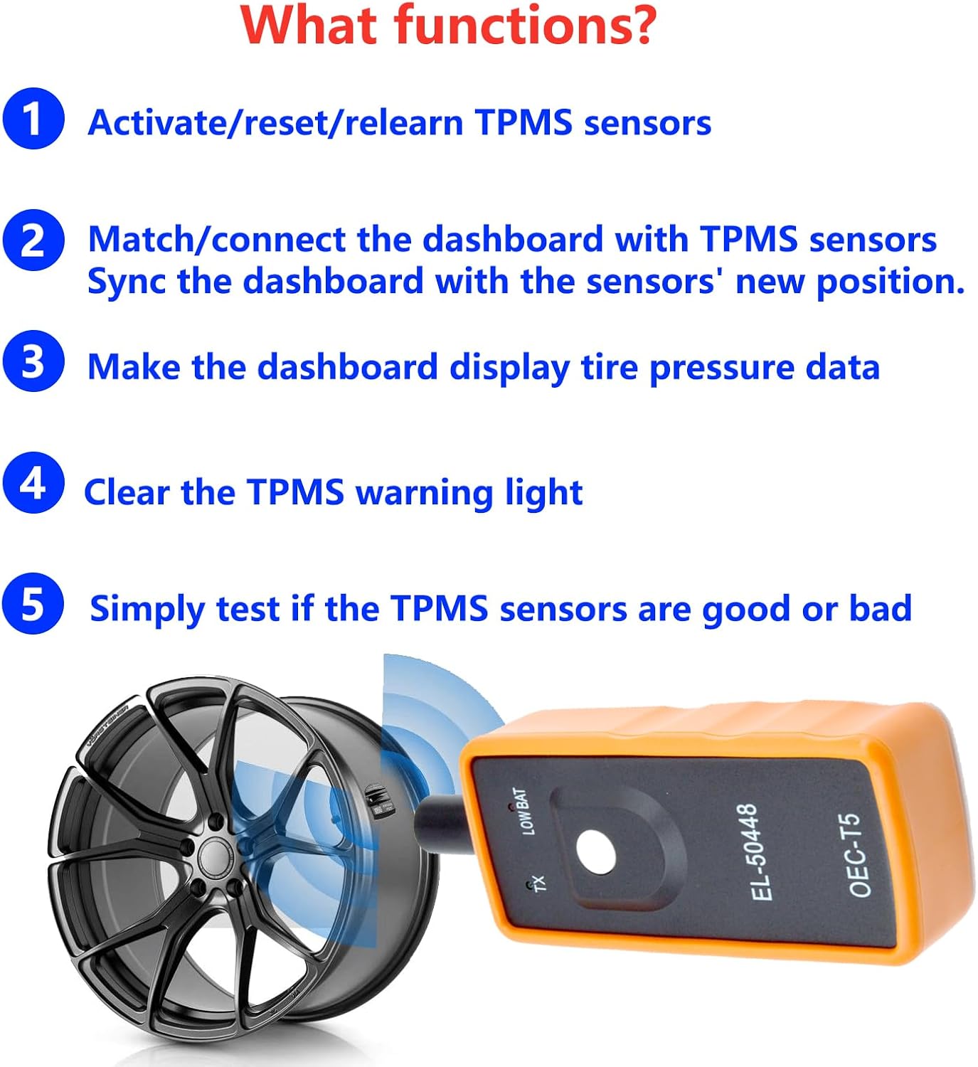 EL-50448 Chevy TPMS Reset Tool – Includes Installed Battery – GM TPMS Relearn Tool Car Air Sensor Reset Tool Tire Pressure Reset Car Tire Sensor Reset Tool for GMC Buick Cadillac for 100+ GM Models