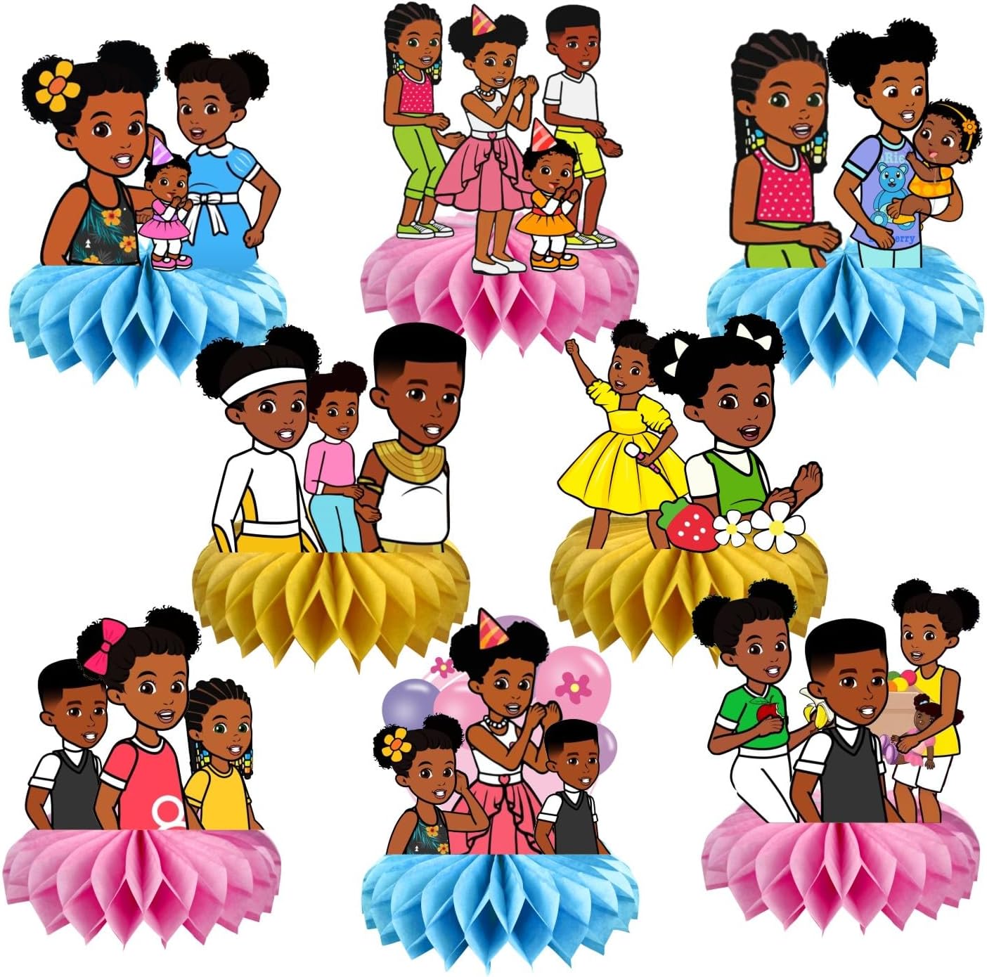 8Pcs Gracies Corner Honeycomb Table Centerpiece for 1st Birthday Party Supplies, Gracies Corner Birthday Party Desktop Decorations for Kids