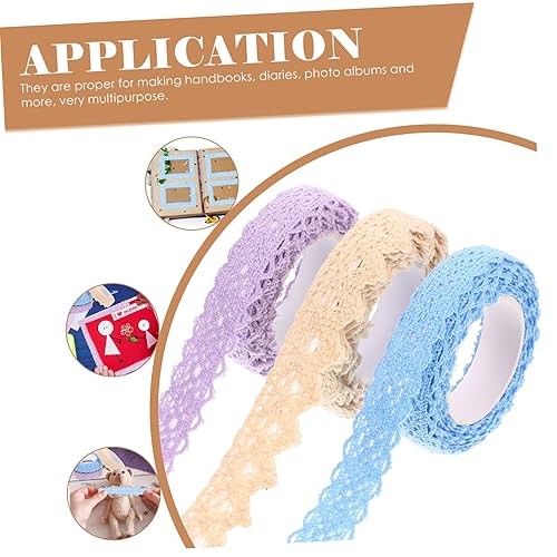 Miniatura 2 de Ciieeo 3 rollos de cinta de encaje de tela, decoración de libro de recortes, decoración de mano, cintas decorativas, cinta de manualidades,