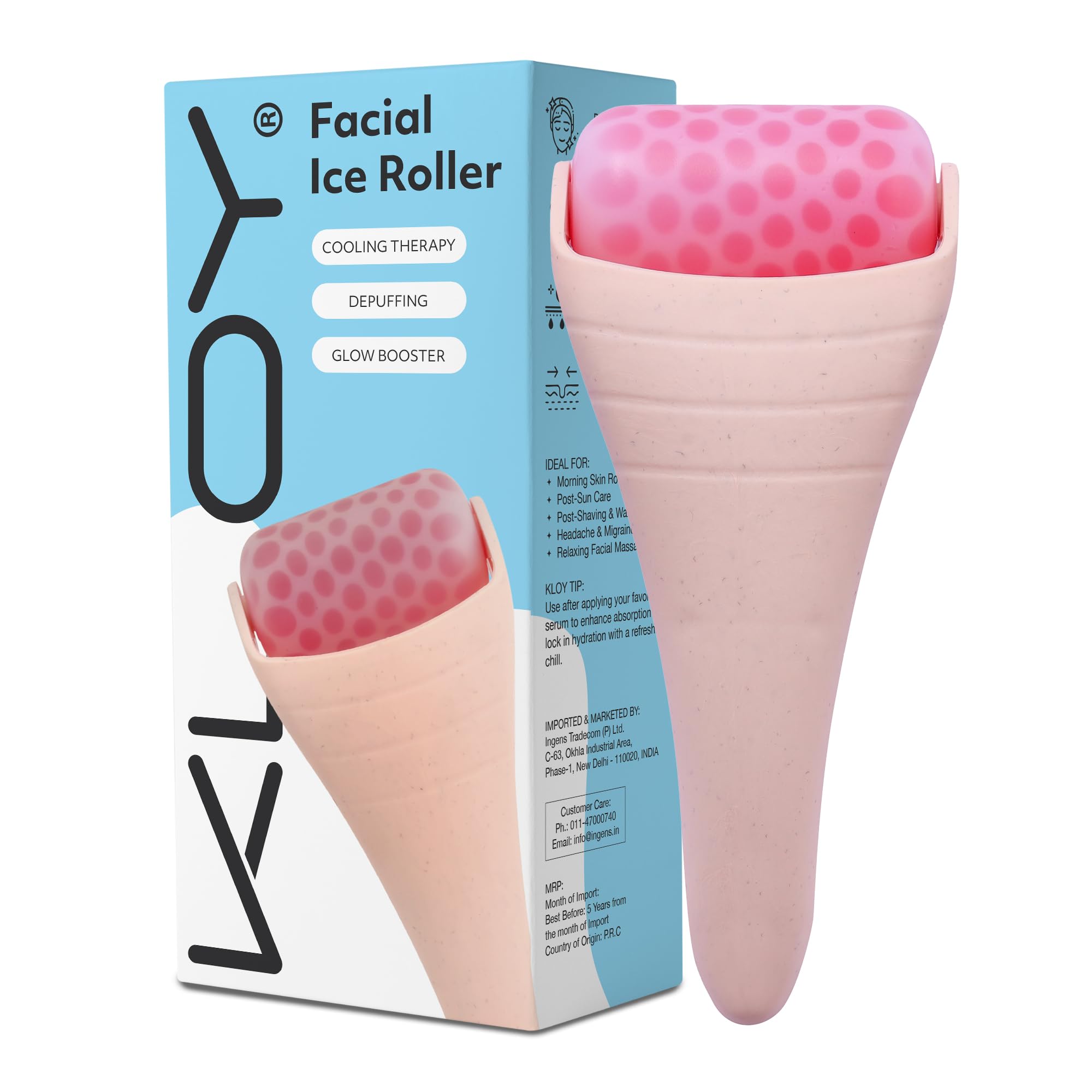 Kloy Ice Roller for Face, Neck and Body – Cooling Facial Massager for Puffiness Reduction, Skin Tightening and Pain Relief-image-42