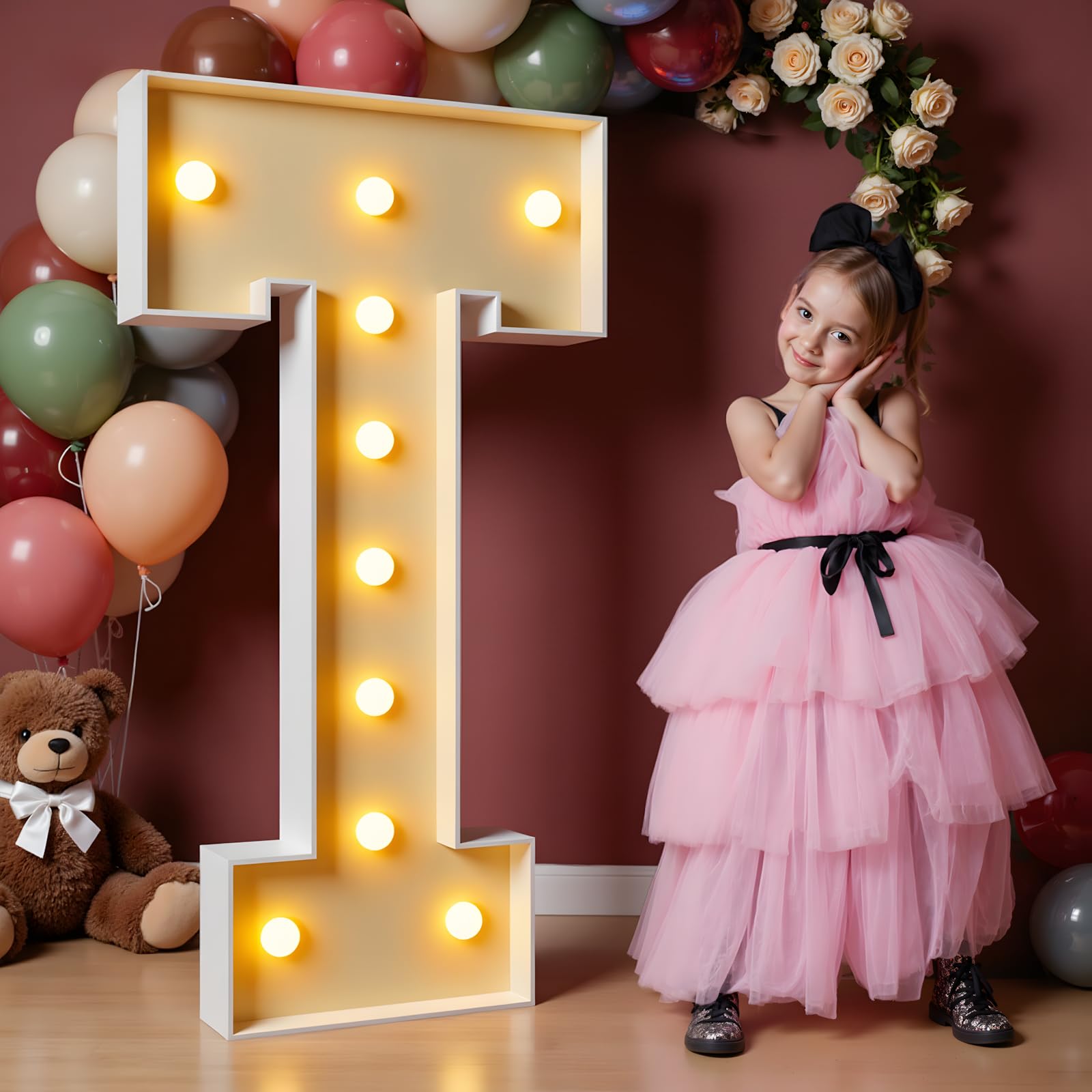 Photo 1 of imprsv 4FT Marquee Letters, Large Light Up Letters T Sign for Party Decor