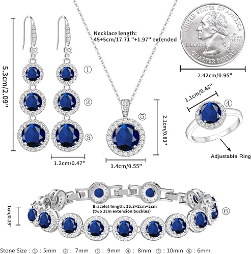 Miniatura 6 de LMXXVJ Juego de joyas para mujer, collar y aretes ajustables, juego de pulseras de cumpleaños, aniversario, día de la madre, Navidad, día de la