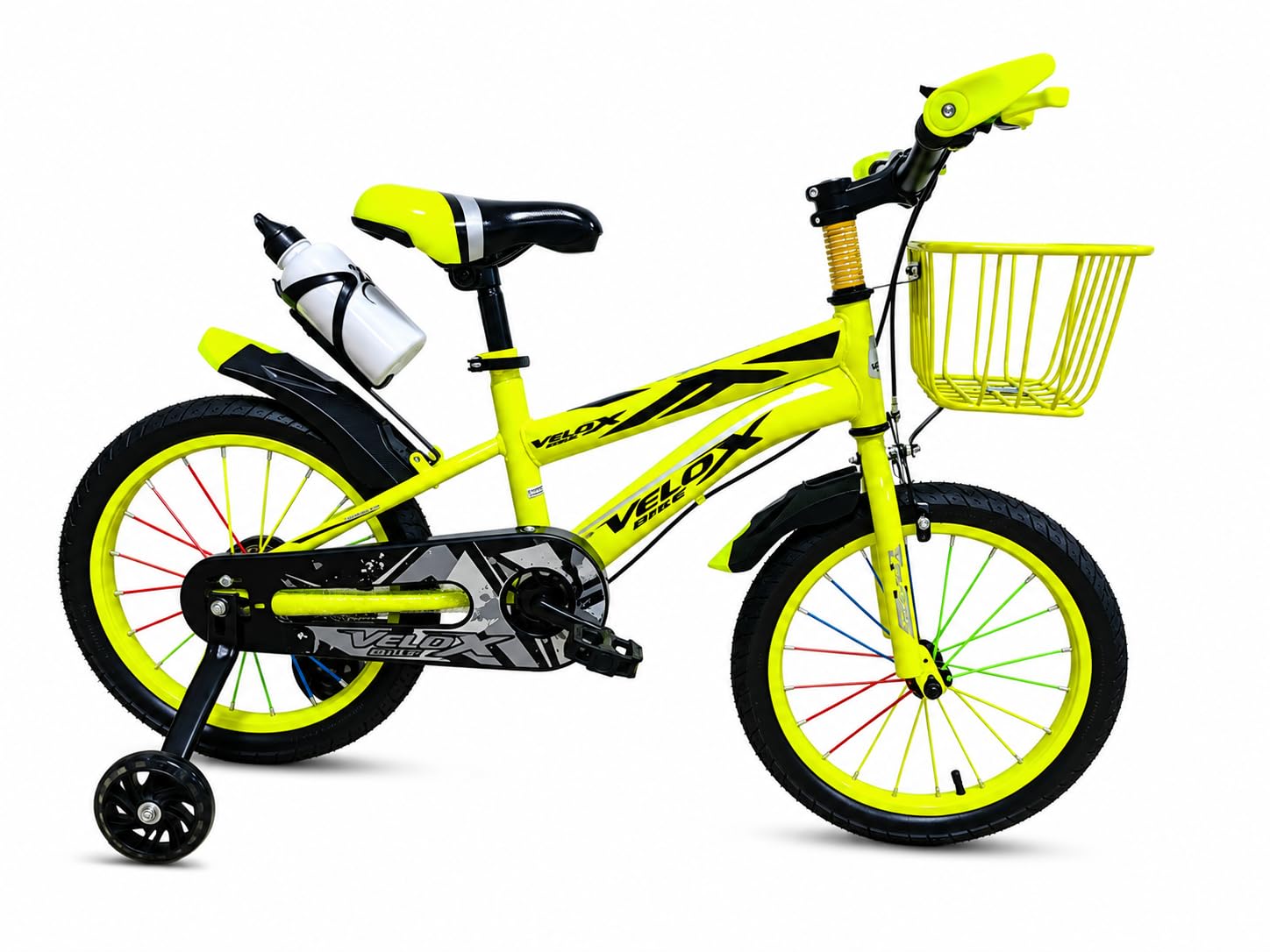 selling united Kids Bike with Removable Light-Up Training Wheels, 12/14/16/18 Inch Children’s Bicycle, Adjustable Sport Bike 2-12 Years Old, Front Basket, Bottle, Bell & Tool Kit (Yellow, 12 inch)