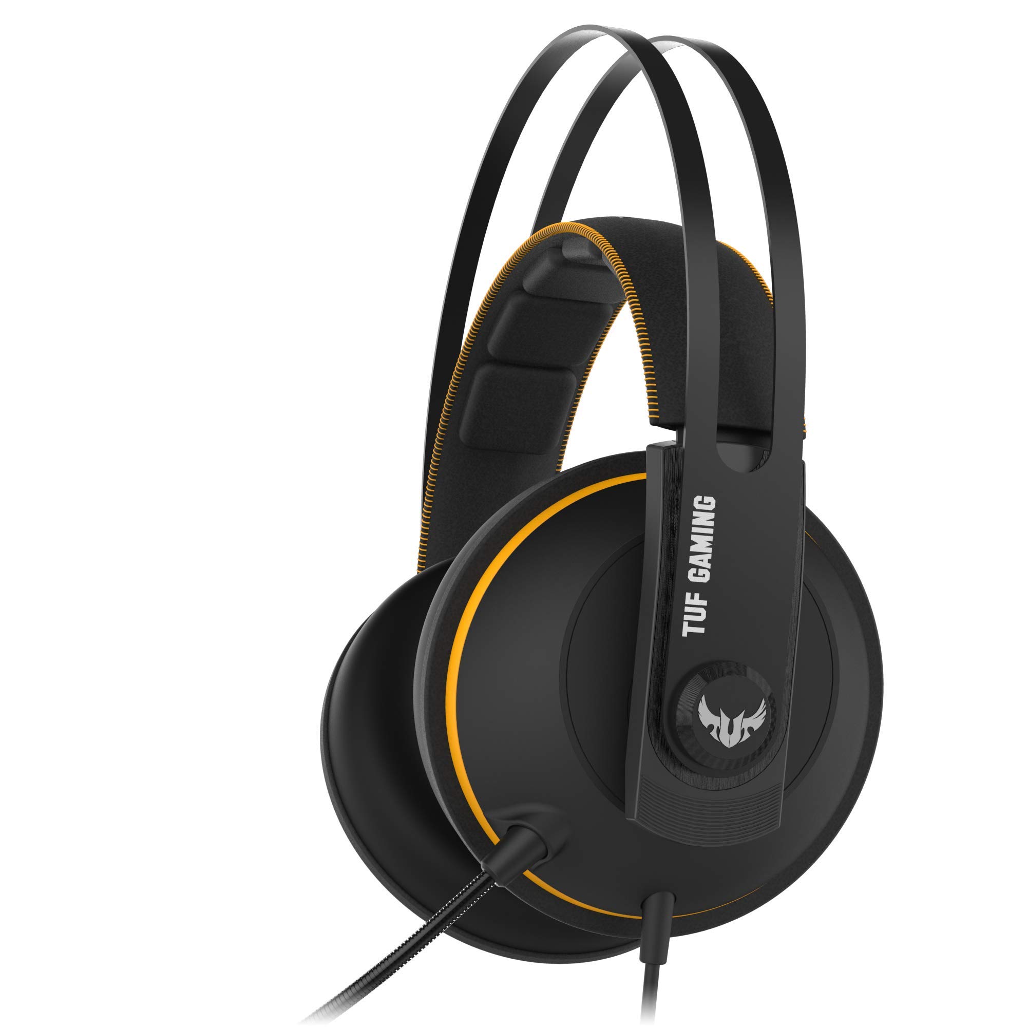 ASUS TUF Gaming H7 Yellow - Auriculares compatibles con PC, Mac, PS4, Nintendo Switch, smartphones y Xbox One, con sonido 7.1 virtual integrado con altavoces Asus Essence, Amarillo