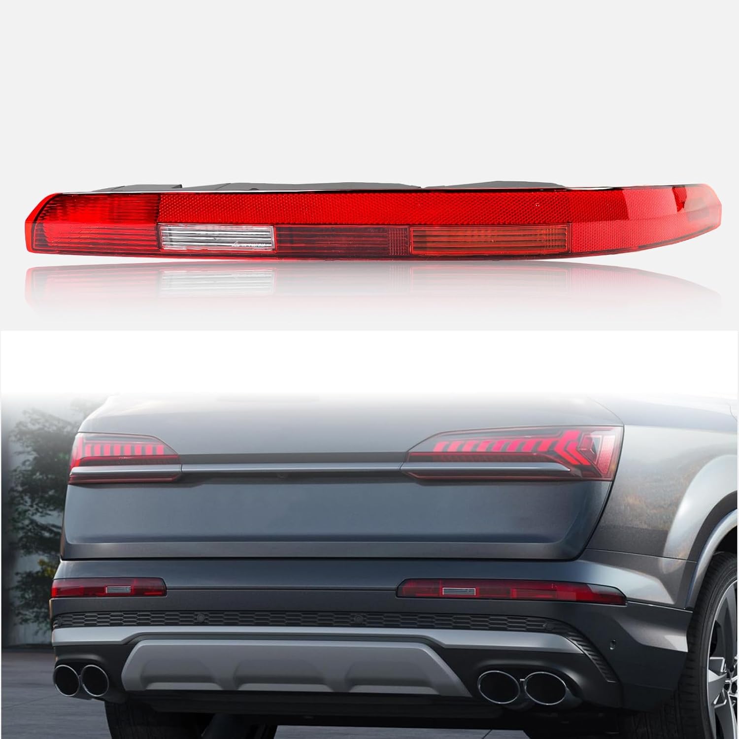 Right LED Inner Tail Light Replacement Compatible With Audi Q7 2016-2022, 4M0945096A, Factory Style Rear Brake Lamp Assembly Passenger Side, Clear & Red Lens, Bulb Type: LED - Image 8