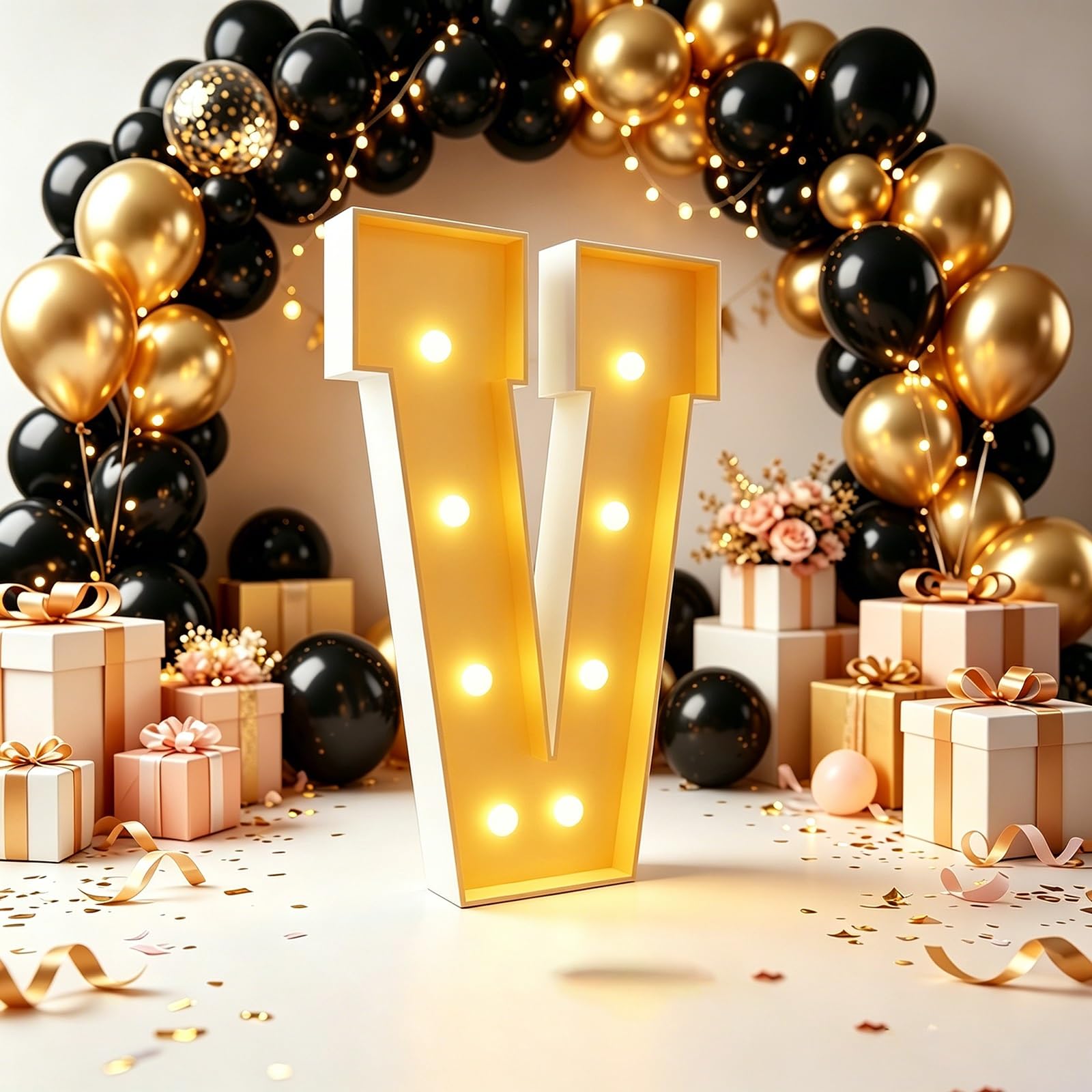 70cm/100cm/120cm Marquee Letters LED Light Up Letter(Letter V,70cm(2.3FT))