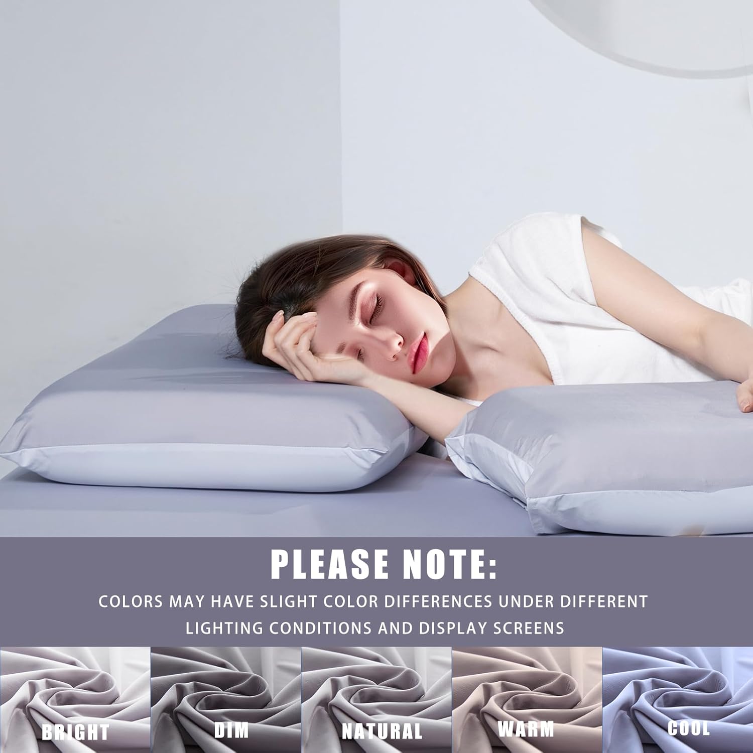 TELUS Cooling Pillowcases Queen Size 2-Pack, Silky Soft Pillow Case with Envelope Close, Stay Cool All Night Pillow Cover for Hot Sleepers and Night Sweats, 20x30 Inch,Grey - Image 7