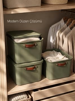 23 LT Kapaklı Organizer Kutu – Yan Kulplu Büyük Boy Plastik Saklama ve Depolama Kutusu – Çok Amaçlı Düzenleyici Kutu – Dolap, Banyo, Ofis ve Oyuncak Düzeni İçin (40x30x25cm) (2)