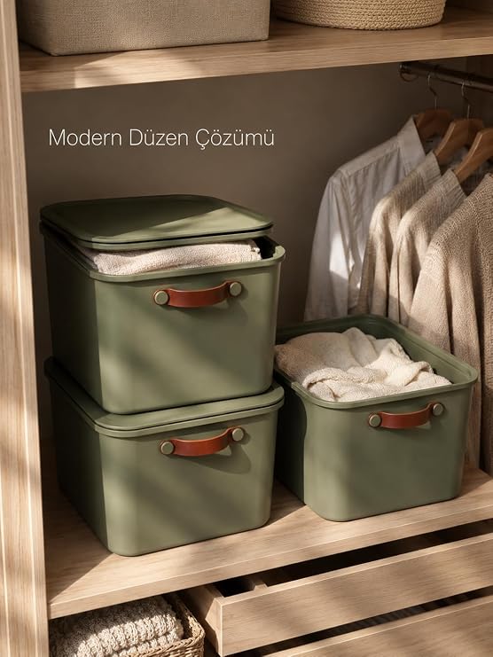 23 LT Kapaklı Organizer Kutu – Yan Kulplu Büyük Boy Plastik Saklama ve Depolama Kutusu – Çok Amaçlı Düzenleyici Kutu – Dolap, Banyo, Ofis ve Oyuncak Düzeni İçin (40x30x25cm) (2)