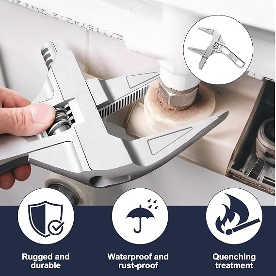 Adjustable Spanner Wrench, 6-68mm Wide Jaw Adjustable Spanner, 2-in-1 Ultra Thin Plumbing Spanner, 200mm Aluminium Alloy Wrench for Sink Basin Tap Nut Hand Repair Tool for Repairs Mechanics Household