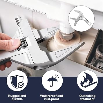 Adjustable Spanner Wrench, 6-68mm Wide Jaw Adjustable Spanner, 2-in-1 Ultra Thin Plumbing Spanner, 200mm Aluminium Alloy Wrench for Sink Basin Tap Nut Hand Repair Tool for Repairs Mechanics Household