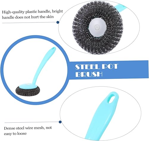 Miniatura 6 de OSALADI 2 juegos de esponjas de limpieza de cepillo de bola de acero inoxidable para ollas y sartenes, limpiador de platos de malla para ollas,