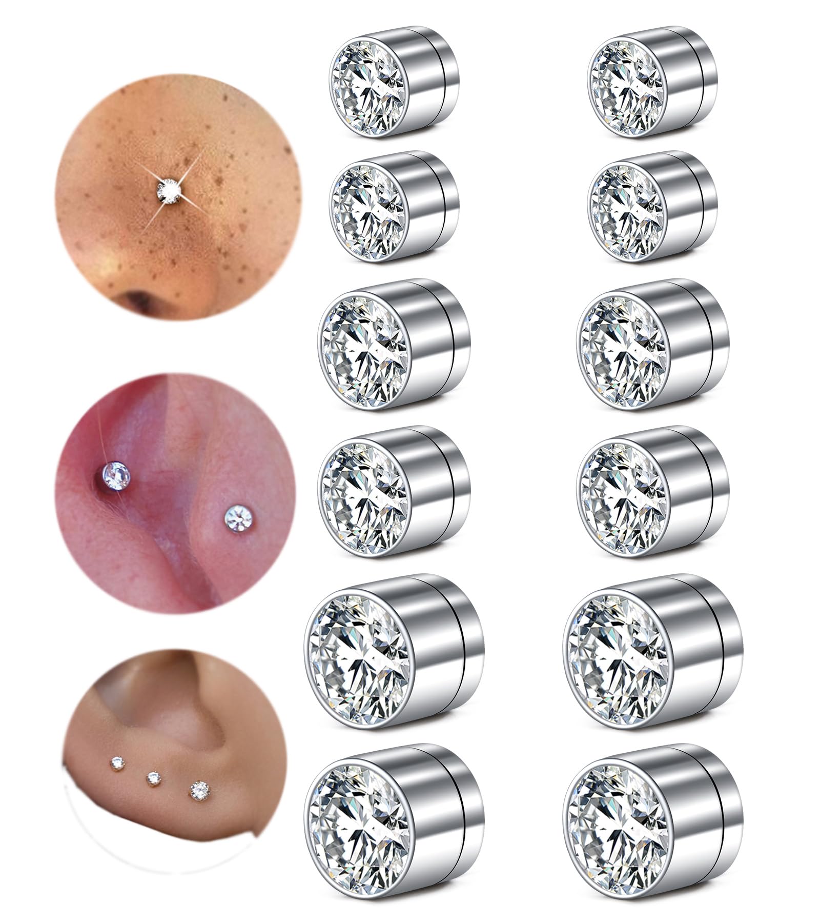 MODRSA Fake Nose Stud Fake Nose Ring Stud Fake Nose Piercing Fake Lip Ring Fake Earrings Stud Silver Gold Fake Cartilage Helix Earring Clip on Earring Hoop Fake Eyebrow Ring Fake Bridge Piercing