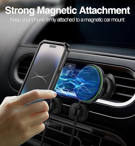 Miniatura 7 de Dexnor Funda magnética para iPhone 14 Pro, compatible con MagSafe, protector de pantalla y soporte integrados cuerpo completo, a prueba de golpes,