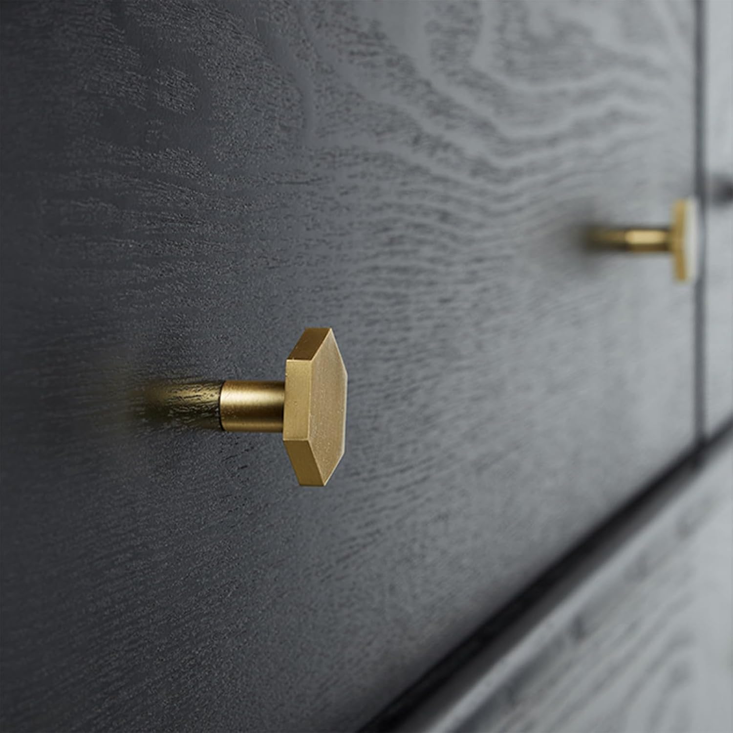 25 Pcs Solid Brass Knobs 1-1/10'' Hexagon Cabinet Handles, Solid Brass Gold Hexagon Cabinet Pulls and Knobs Modern Decorative Hardware for Cabinets Door Kitchen Handles with Screws