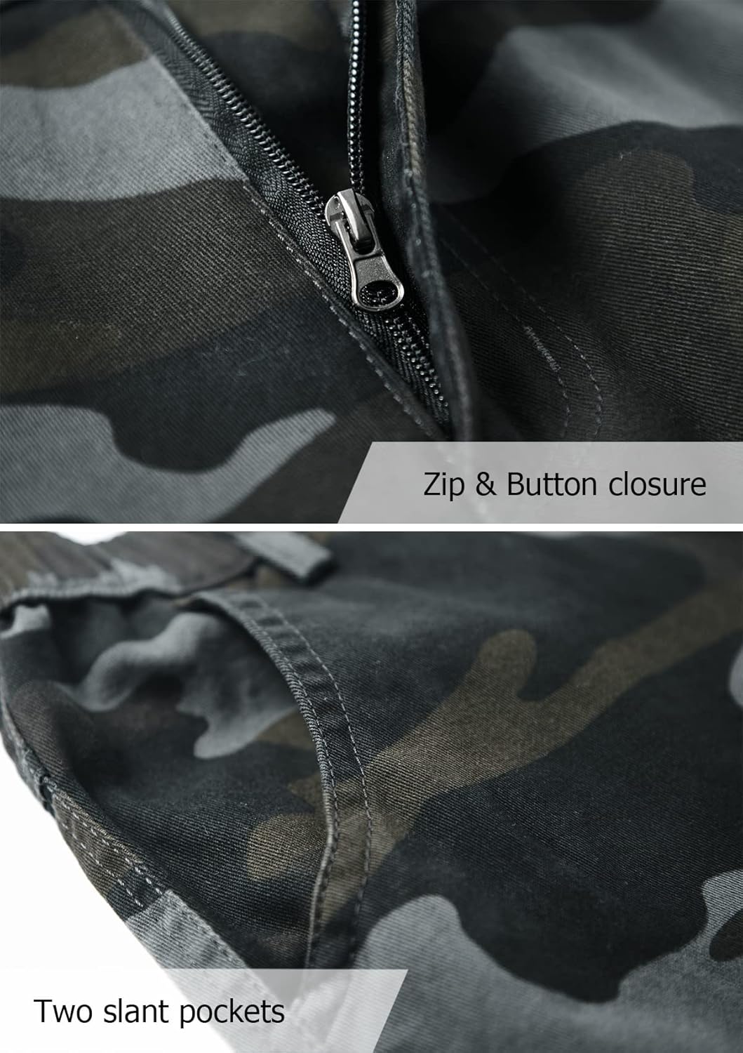 Vcansion Men's Cargo Shorts Casual Cotton Multi-Pockets Elastic Waist Camo Shorts - Image 4