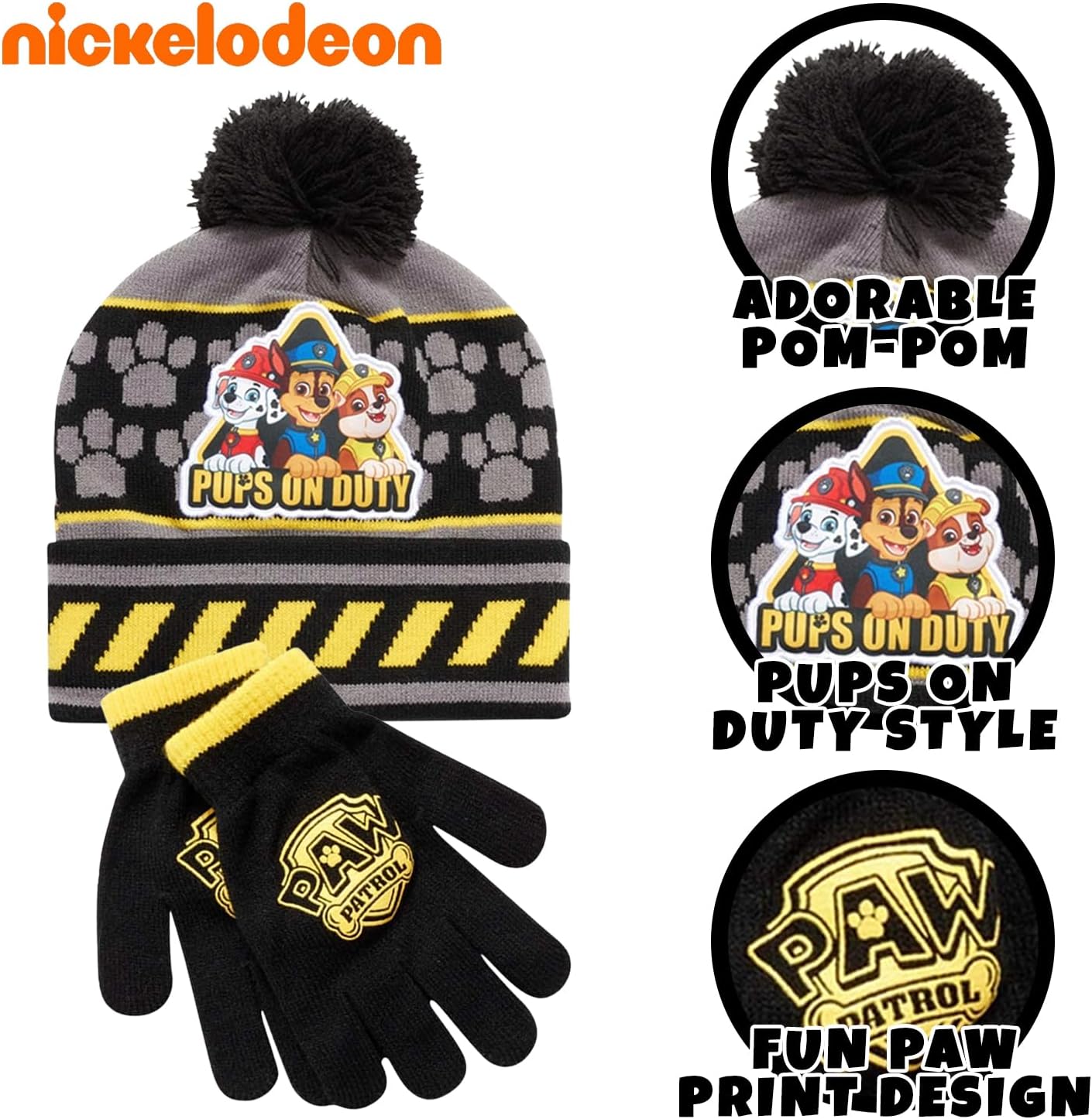 Nickelodeon Paw Patrol Boys Winter Hat and Mitten or Glove Set (Age 2-7) - Image 3