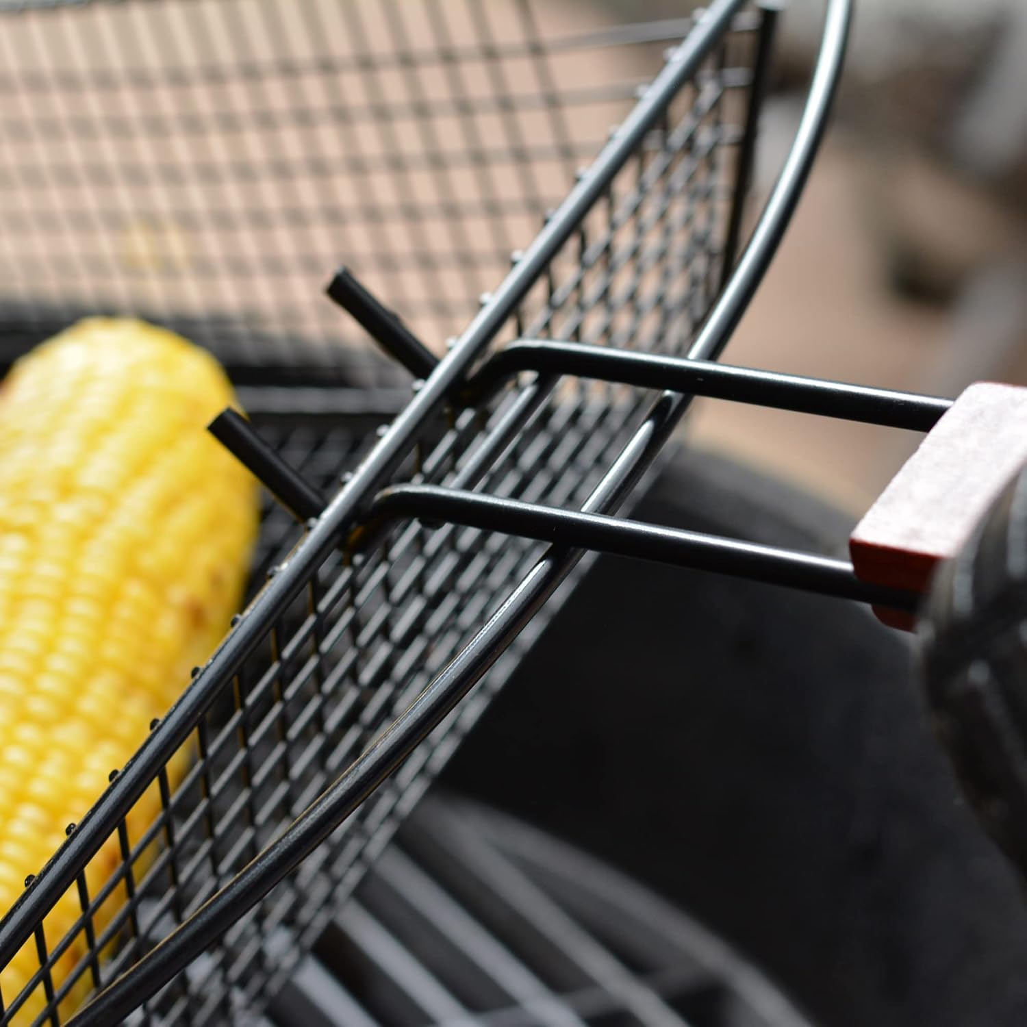 RSVP International Barbeque Grill Basket Collection Removable Handle, Easy Clean, 11x14x3.5", Non-Stick Coating