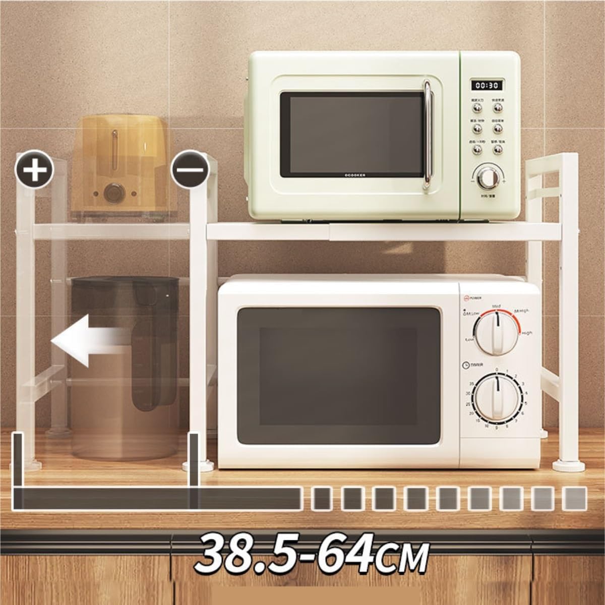 棚の上の電子レンジ 格納式電子レンジ棚キッチンラックカウンタートップ放電オーブン多機能ラックホーム多層収納ラック キッチン収納(47