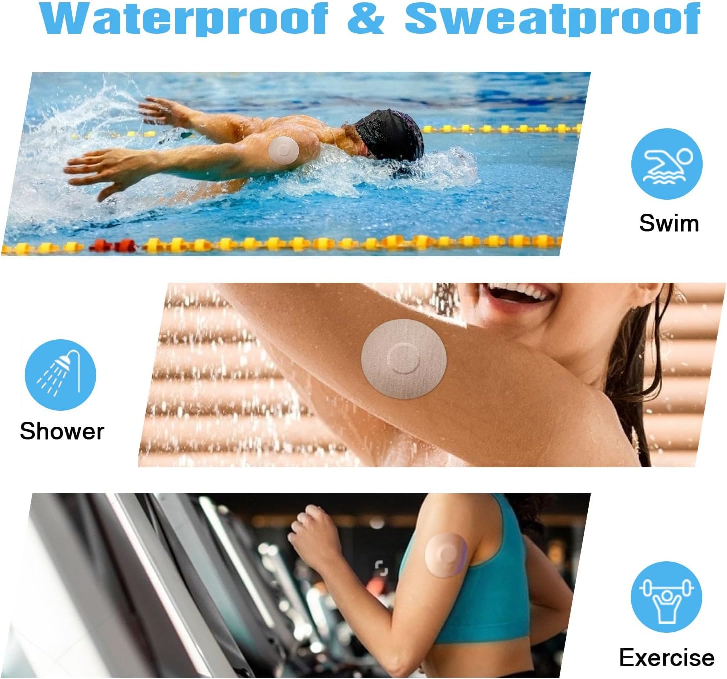 25PCS Freestyle Adhesive Patch Compatible with Libre 3, Libre 3 Sensor Covers Waterproof Sweatproof with Pre-Cut Backing Paper, CGM Sensor Patches Stickers Latex-Free Long-Lasting, Skin