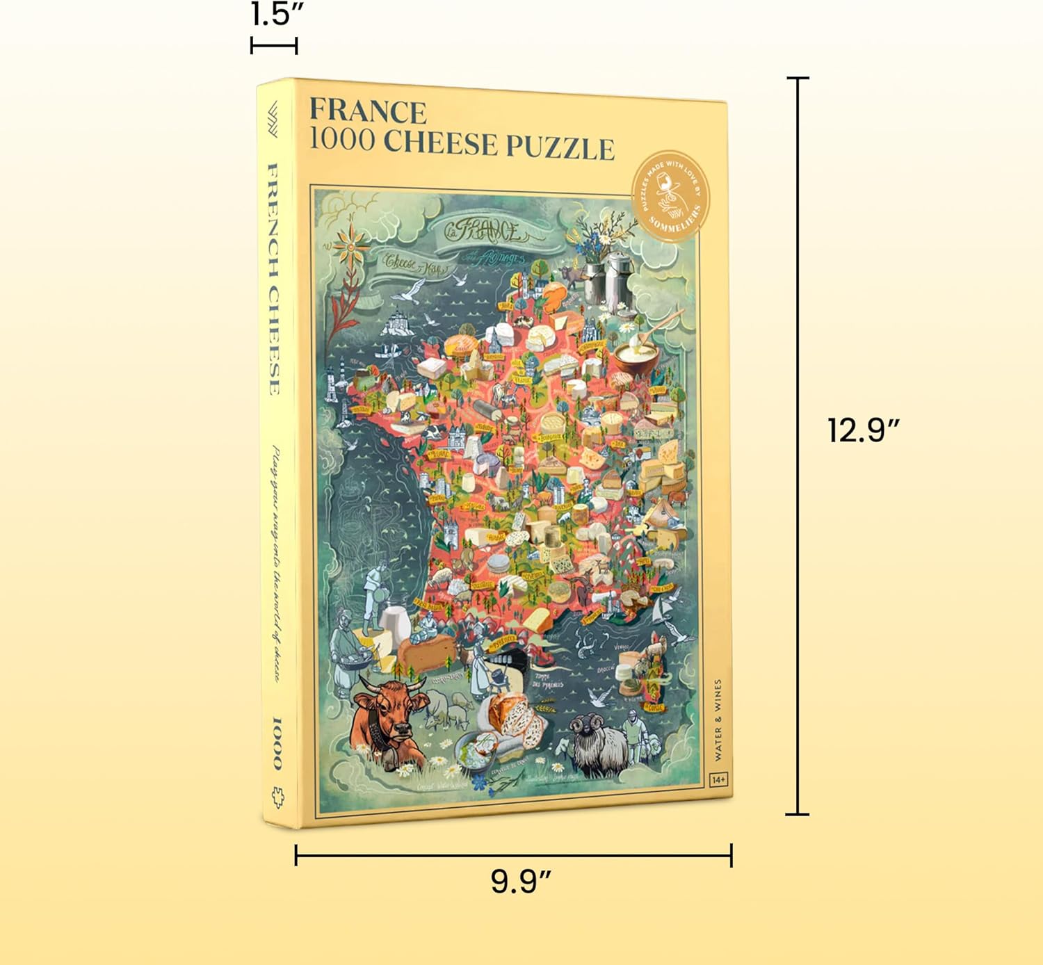 France Cheese Puzzle - 1000 Pieces Puzzle for Adults - Hand-Drawn Jigsaw Puzzle Featuring Unique Diversity from Normandy to Corsica