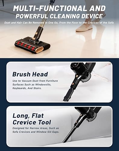 Miniatura 9 de Aspiradora, Osmo Provacuum - Potente succión de 15000 pa, revelación de polvo de luz verde ancha de 140, aspiradora plegable, rodillo antienredos,