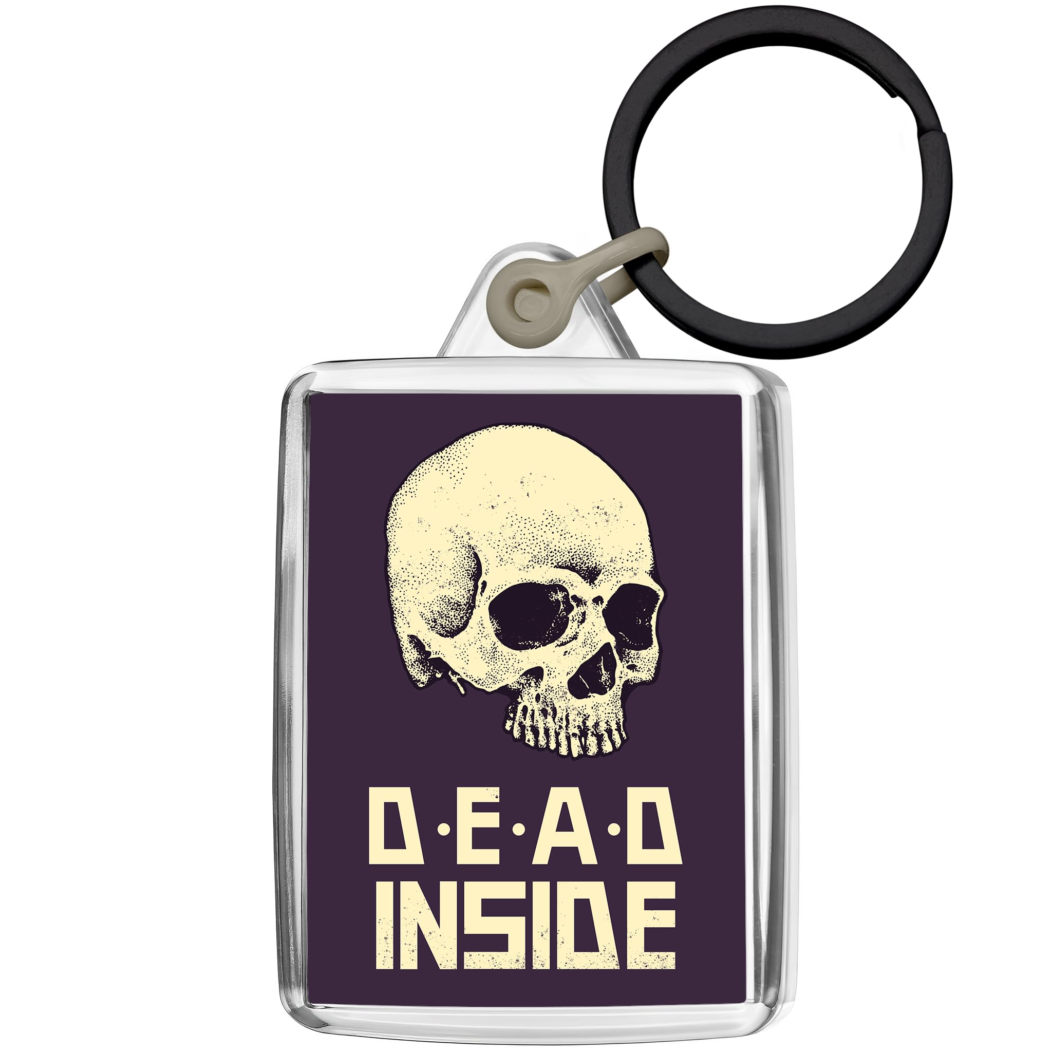 Pixly Unisex Clear Pixly® Dead Inside Skull Keyring Key Fob Keychain Keepsake Fun Gift For Him Her