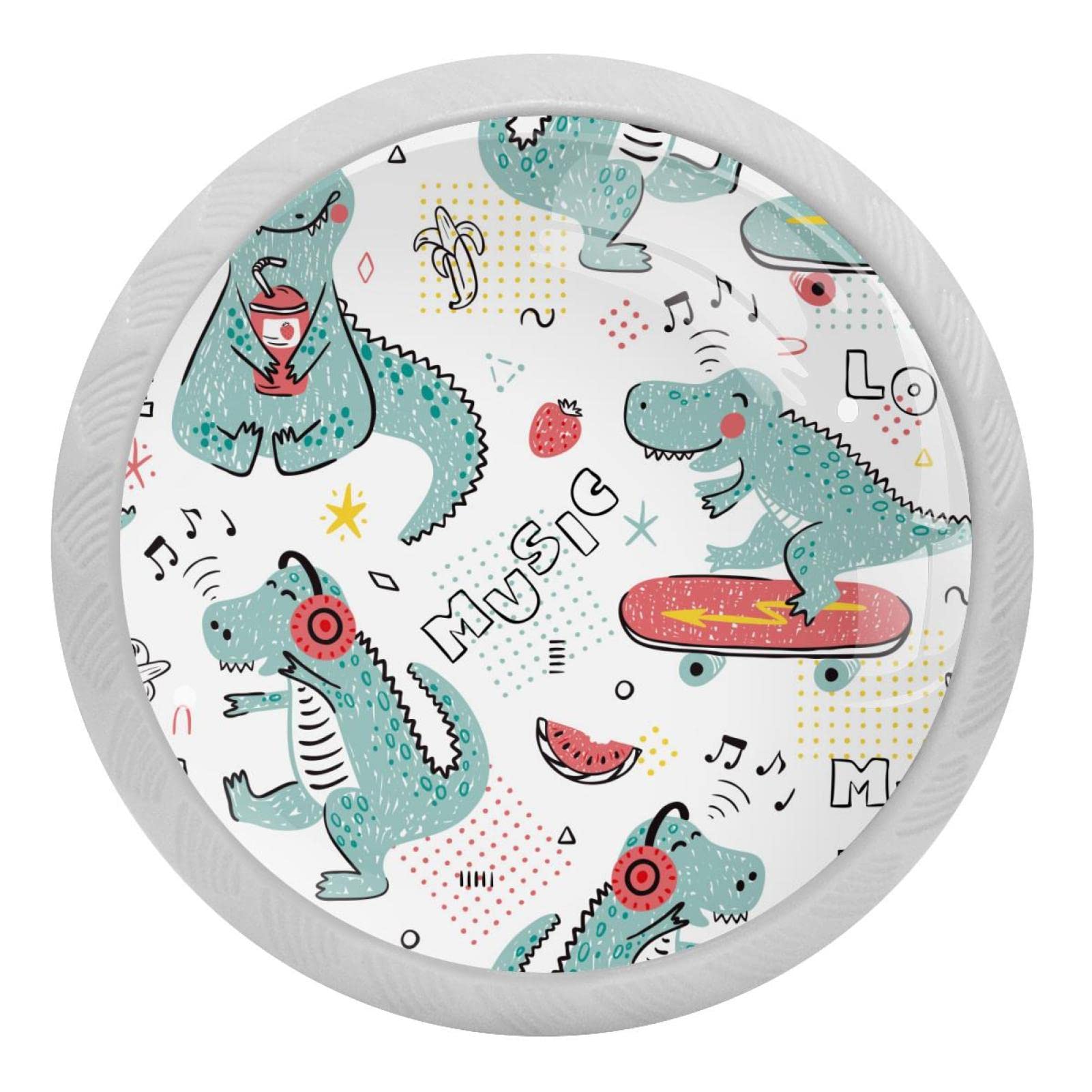 Boutons de placard de cuisine dinosaure blancs pour égayer la chambre d'enfant