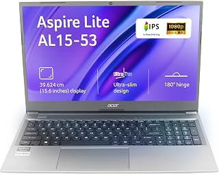 Acer Aspire Lite 13th Gen, Intel Core i3-1305U, Office 2024 + M365 Basic, 8GB DDR4 RAM/512GB SSD, 39.62cm 15.6" FHD IPS Display, Win 11 Home, Steel Gray, 1.59 Kg,AL15-53, Thin & Light Laptop