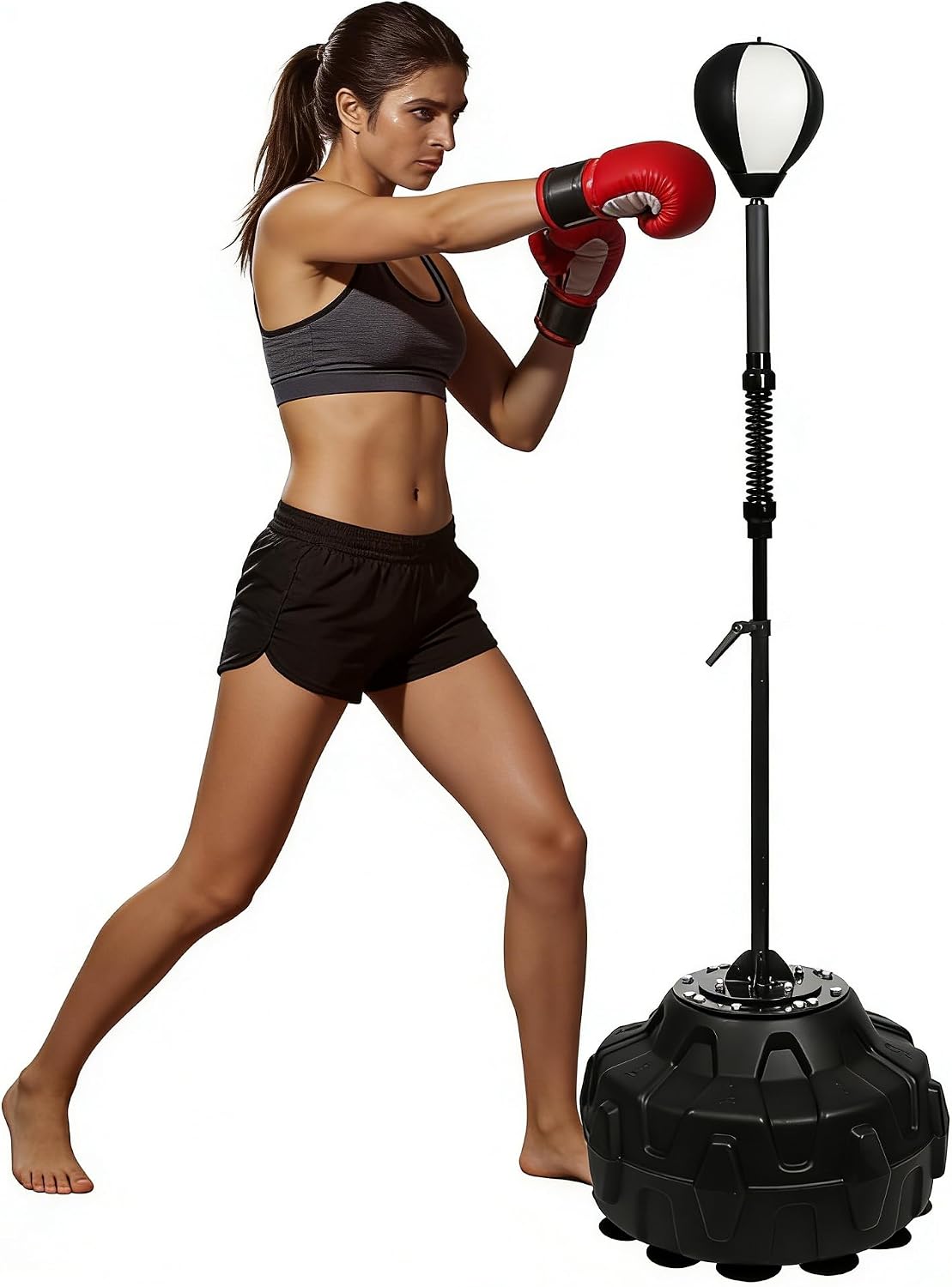 Freestanding Punching Bag with Stand - Reflex Speed Ball for Home Gym, Adjustable Height Boxing Equipment for Adults, Heavy Duty Base & Stress Relief Ball for Cardio, MMA, and Coordination Training